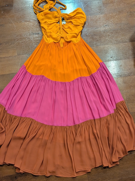 FARM Rio Dresses & Skirts - FARM Rio Orange, Pink & Brown Tiered Maxi Dress